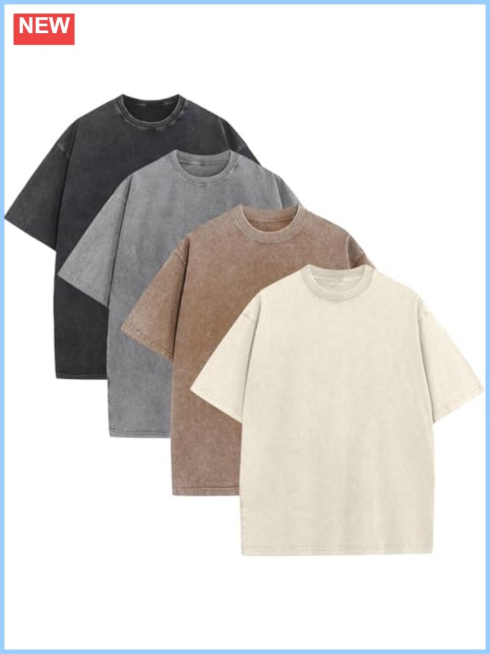 Mens Oversized T Shirts Acid Wash Loose Fit Vintage Washed Tee Streetwear Casual